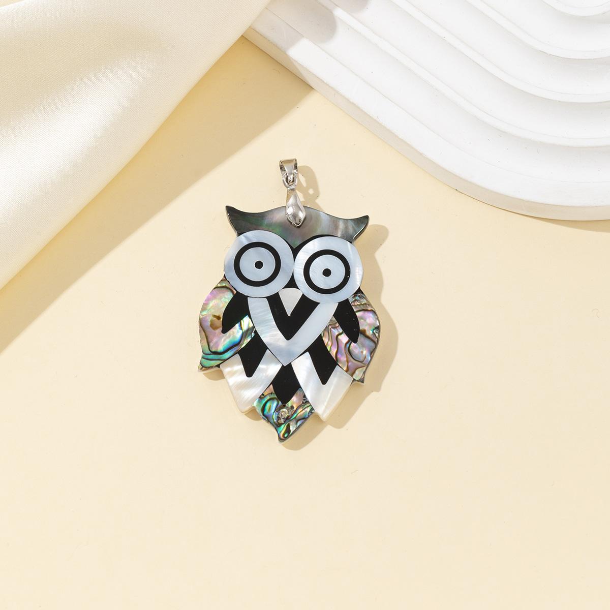 

1 шт., уникальная подвеска в форме совы из натуральной ракушки - изысканные перламутровые подвески в виде совы, аксессуар в винтажном стиле - подарки на Рождество, Хэллоуин, выпускной 1Pc