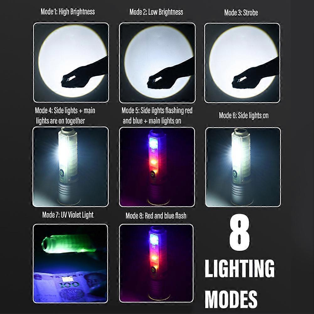 New Super Bright LED Mini Flashlight Side Light Strong Magnetic Flashlight Torch