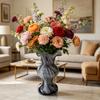 Clear Hobnail Glass Flower Vase with Ruffled Rim, Handmade Bubble Texture Vase for Home Decor