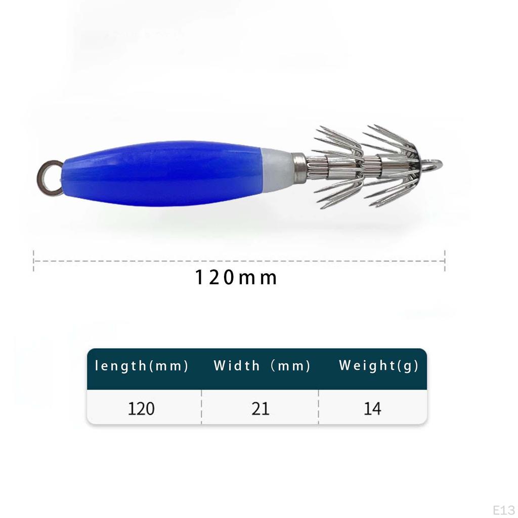 3 Pieces Luminous Squid Jig Hooks Freshwater Saltwater Fluorescent Lures 12cm Glow in The Dark