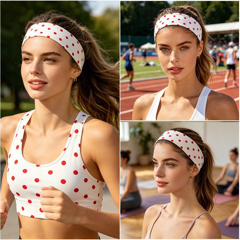 Polka Dot Yoga Elastic Headband - Stylish Sports & Makeup Hair Accessory