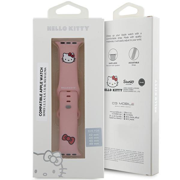 Hello Kitty Strap HKAWLSCHBLP AppleWatch 42/44/45/49mm Pink/pink Strap Silicone Kitty Head