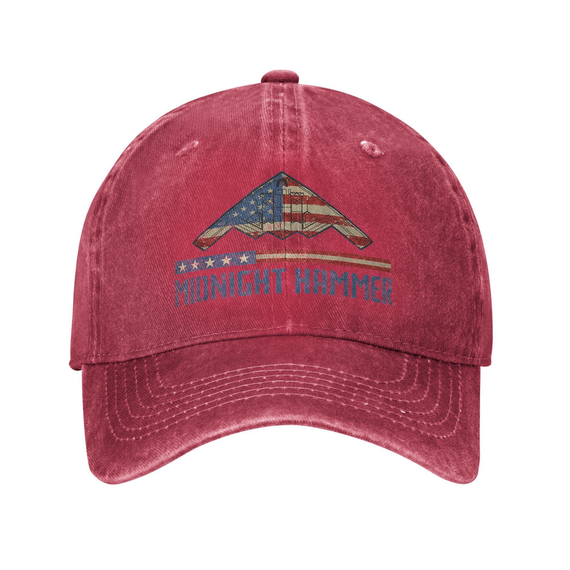 Midnight-Hammer B2 Stealth Jet Baseball Caps for Unisex Women Distressed Denim Snapback Cap Operation Outdoor Travel Adjustable Hat Adjustable