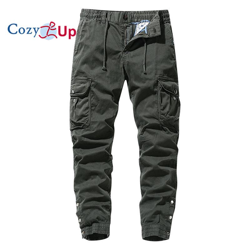Cozy Up Men's Casual Cargo Pants Joggers Hiking Sweatpants Stretch Elastic Waist Work Pants with 6 Pockets