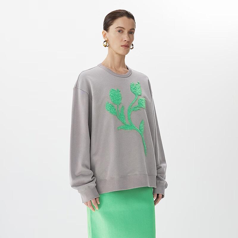 JNBY Women's 2025 Spring Floral Print Loose-Fit Sweatshirt