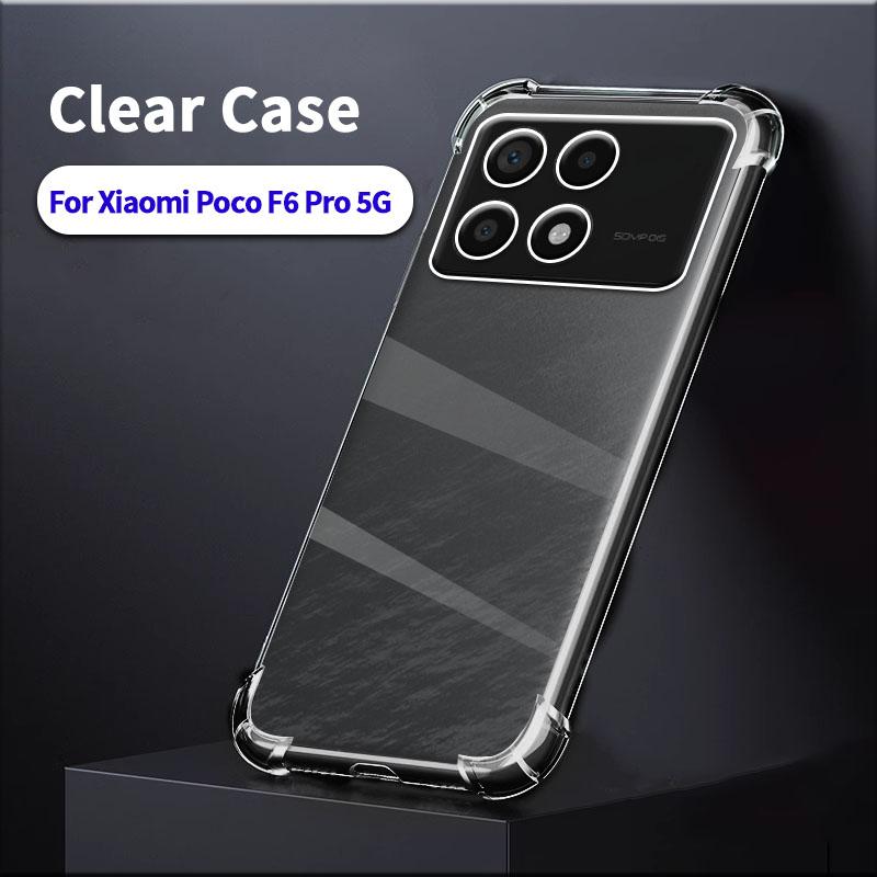3D Airbag Clear Silicone Phone Case For Xiaomi Poco F5 F5Pro F6 F6Pro 5G Shockproof Soft Protective Shell Transparent Back Cover