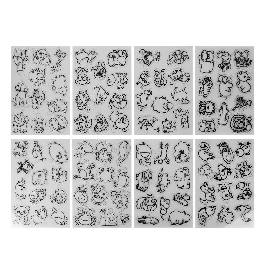 

8 PCS Cute Animal Heat Shrink Sheets Colorable Different Patterns Shrink Plastic Sheets White Shrinky Art Paper DIY Crafts
