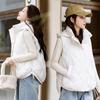 Women's Vests & Waistcoats - Winter Arrival Women's Hooded Sleeveless Vest, Loose Rhombus Quilted Padded Waistcoat, Fashion Versatile Outerwear Top