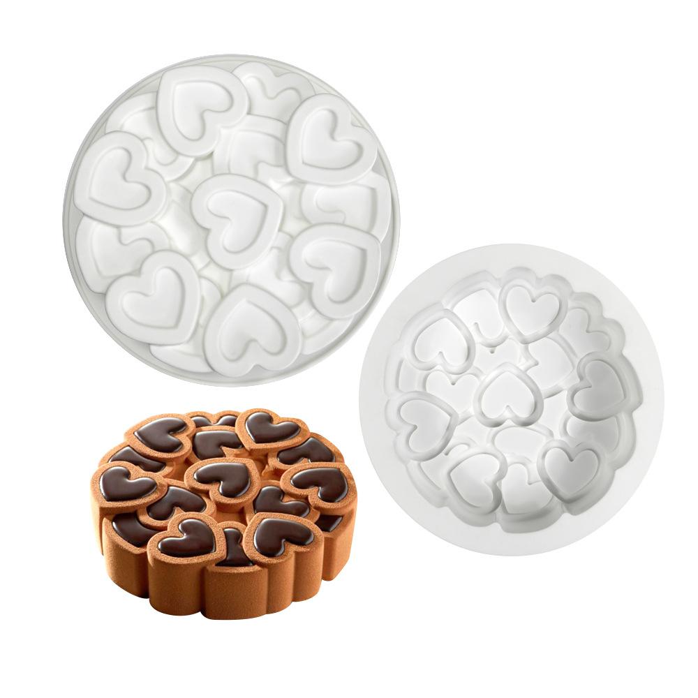 1 Pc Baked 8 Inch Peach Heart Love Mousse Silicone Mold, French Dessert Valentine's Day Cake Mold, Handmade Candle Mold