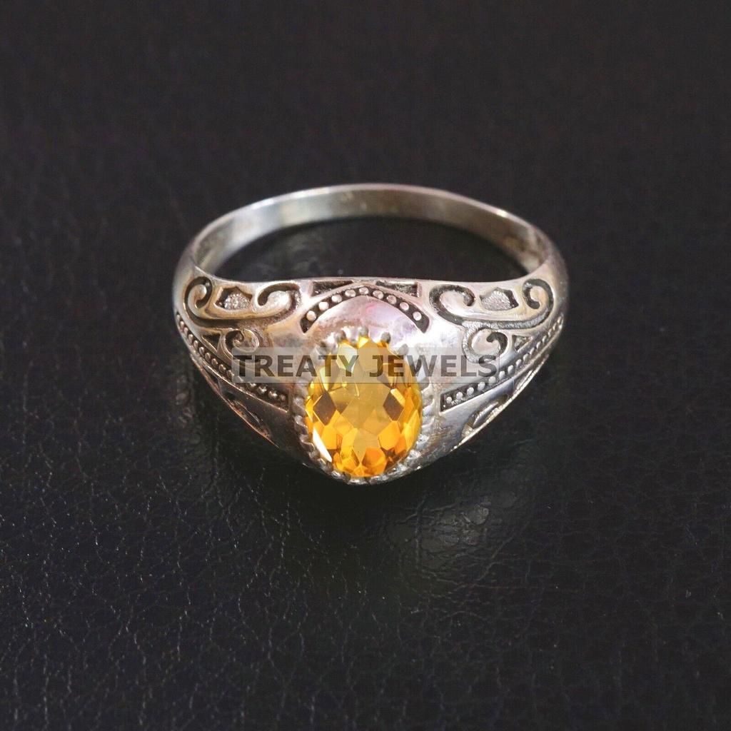 Citrine Oval Cut Gemstone With 925 Sterling Silver Ring For Men's #A932 JL375669163874