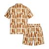 Men's Casual Short Sleeve Shirt and Shorts Set Beer Festival Print Lightweight Breathable Summer Outfit for Outdoor Activities