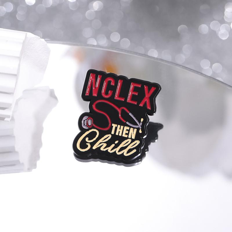 Alloy Letter Charming Brooch With Geometric Style For Medical Themed Fashion Accessories
