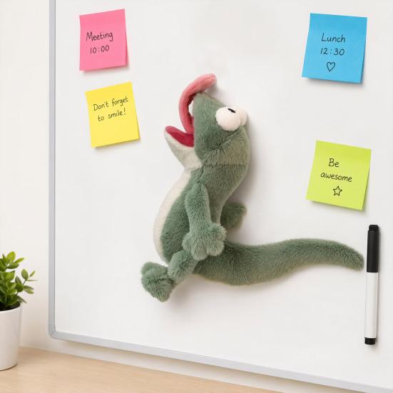 Magnetic Tongue Lizard Plush Toy, Cute Chameleon Doll Ornament, Stress Relief Squeeze Toy with Comical Screams, Soft Plush Animal Gift for Kids Adults