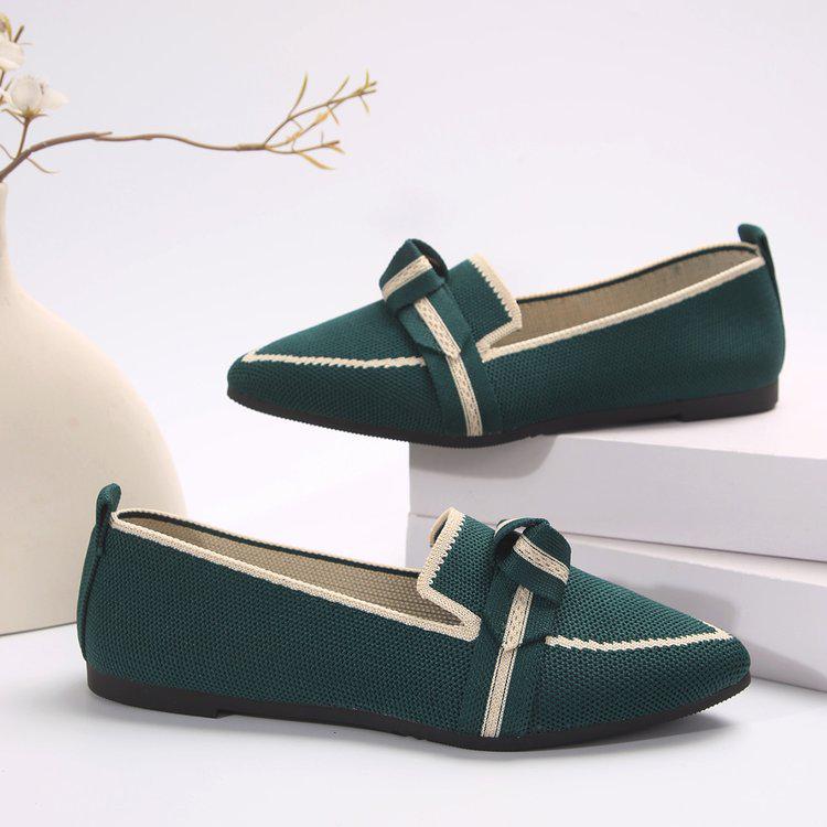 2024 Breathable Lightweight Slip-on Fashion Shoes with Bow, Pointed Toe, and Plus Size Options