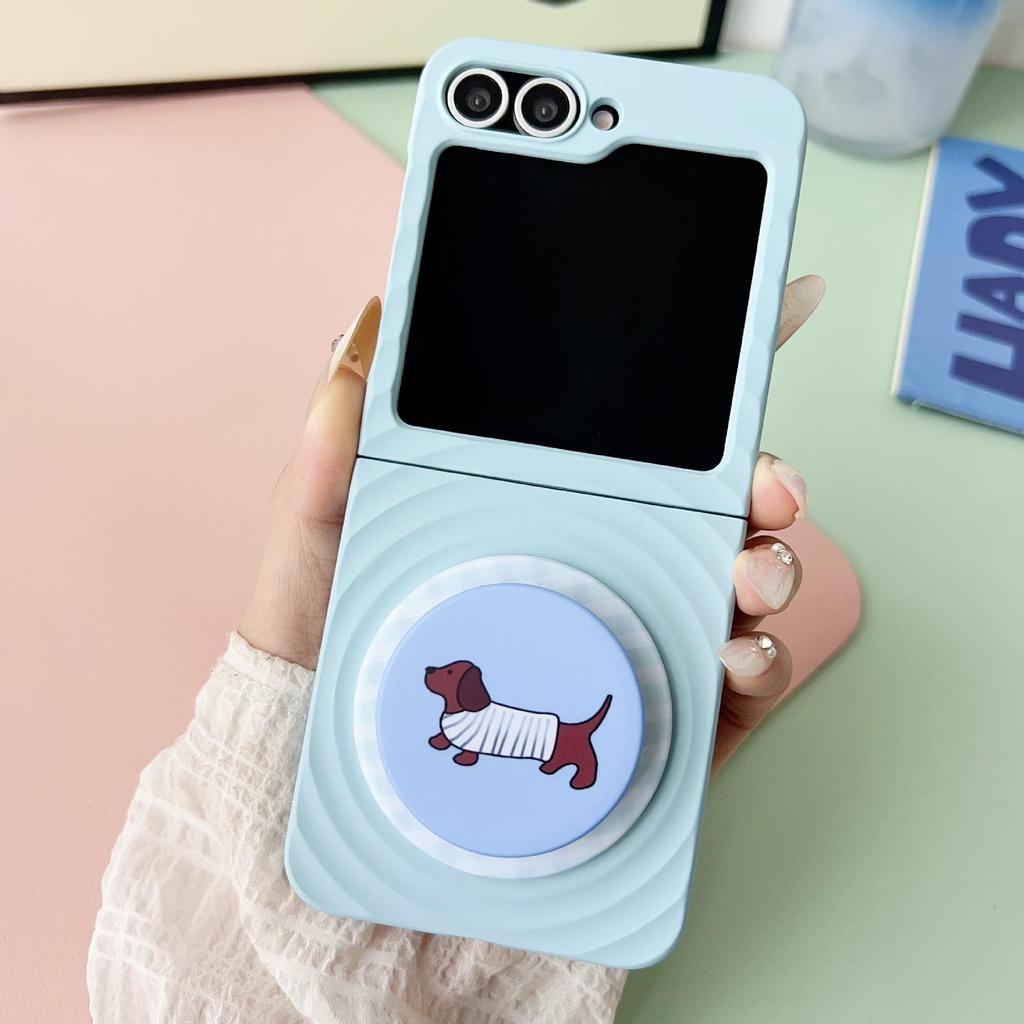 Samsung ZFlip7 Ripple Skin Anti-Fall Magnetic Stand Case for ZFlip6/5 - Trendy Protection for Men and Women