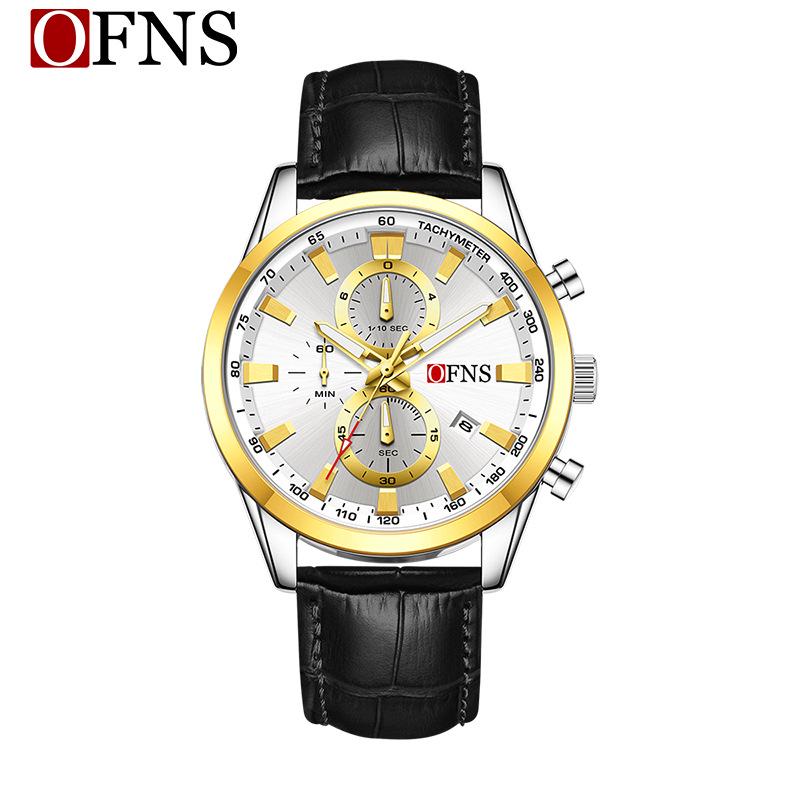 

Oufanni 3D Sunburst Dial Quartz Calendar Watch, 30M Waterproof, 6-Hand Men s Business Accessory