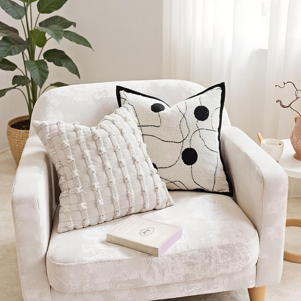 Light Luxury Modern Style Pillow, High-end Sofa, Living Room Cushion, Bedroom Bedside Pillow, Waist Pillow, Soft Furnishing Model Room Pillow Case