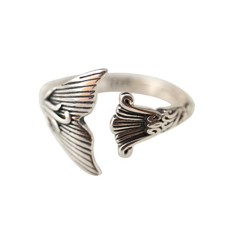 New Retro Distressed Fishtail Open Mouth Ring for Women Fashion Retro