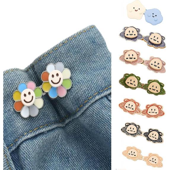 6 Sets Adjustable Pants Waist Tightener Clip for Women - Jean Waist Tightener Clip No-Sew Tool-Free Waist Buckle Sets Decorative Pant Adjuster P for