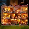 DIY Wooden Miniature Model Kit Convenience Stores Casa 3D Puzzle Doll Houses With Furniture Lights for Friends Birthday Gifts