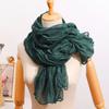All-Season French-Style Vintage Solid Color Crinkle Pleated Scarf Lightweight Pleated Neck Scarf Shawl, Versatile Solid Color Autumn and Winter