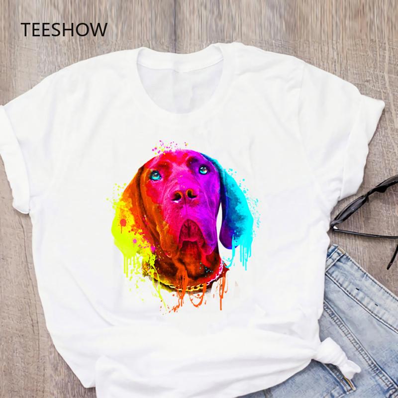 

Great Dane Colorful Painting Art Women T-Shirt Short Sleeve T Shirt Women Fashion Tops Print Casual Harajuku Graphic Tee Shirt S білий