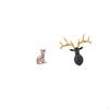 Majestic Animal Sculpture Art Craft Ornament Featuring Cat And Deer Head Figurine Resin Collectible