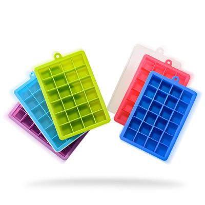 Food Grade 24-hole Silicone with Lid Ice Cubes Square Ice Box Supplementary Food Puree Jelly Mold