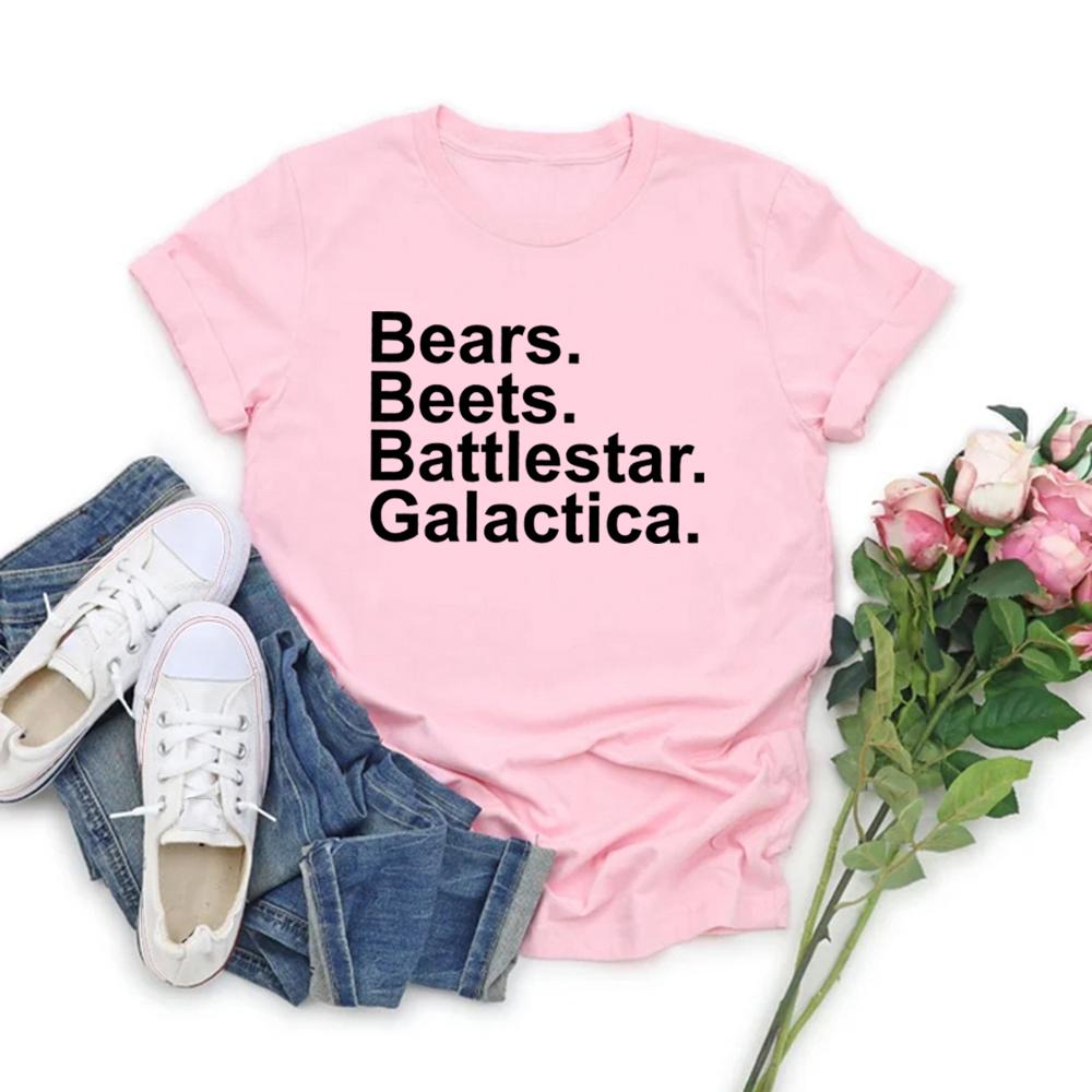 Camiseta Bears Beets Battlestar Galactica Camiseta Dwight Schrute Camiseta Programa de TV The Office Camisetas Divertidas para Mujer Camiseta de Manga Corta