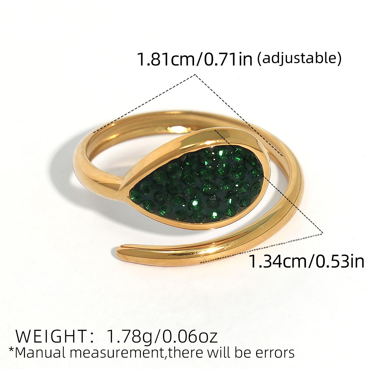 Exquisite Ladies Green Zircon Design Stainless Steel Rings 18K Gold Plated Waterproof Quality Ladies Zircon  For Daily Wear Etc