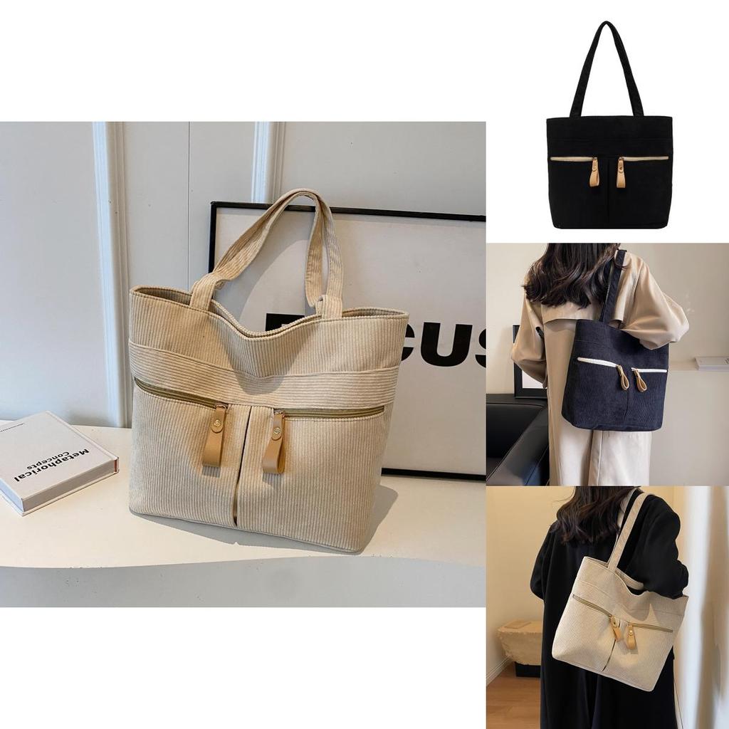 Stylish Large Capacity Women's Canvas Tote Bag Vintage Casual Shoulder Purse