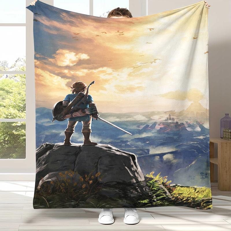 Retro Z-Zelda Cartoon Link Spiele Flanelldecke, Ultra Weiche Warme Plüschdecke für Zuhause Schlafzimmer Bett Sofa Abdeckung Camping Picknick Kind
