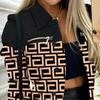 BITCED Autumn and Winter Long Sleeve Zip Colour Block Printed Lapel Small Jacket Women's