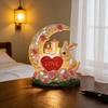 Easter Bunny Night Light Cute Bunny Moon Heart Table Lamp Resin Bedside Lamp for Kids Room Nursery Bedroom Decor