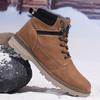 TUINANLE Men Winter Boots Warm Plush High-top Velcro Non-slip Chunky Heel Snow Outdoor Shoes