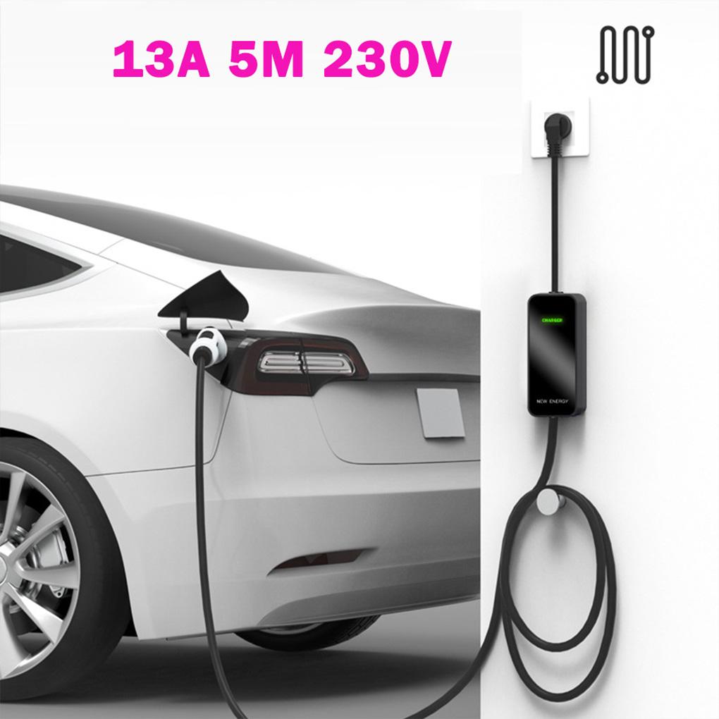 5M 13A EV Charging Cable Ev Charger 3 Pin Type 2 Electric Vehicle Car Fast Charger Plug UK