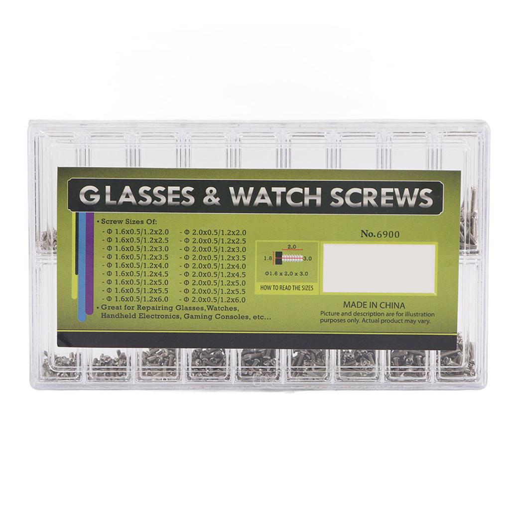 1800pcs/box Stainless Steel Glasses Sunglasses Spectacles Watch Mini Screws Repair Kit