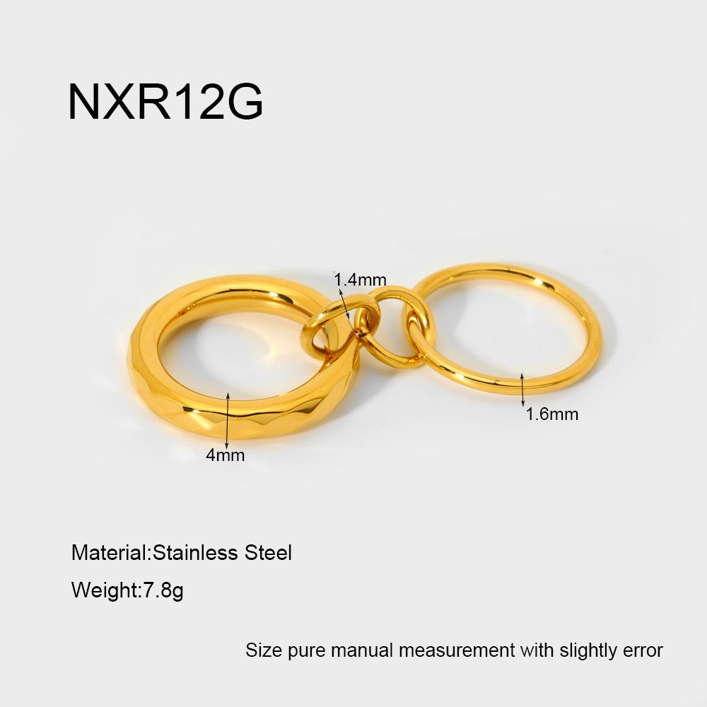 18K Gold-Plated Stainless Steel Ring with Zirconia Chain - Waterproof, High-End Jewelry for Women