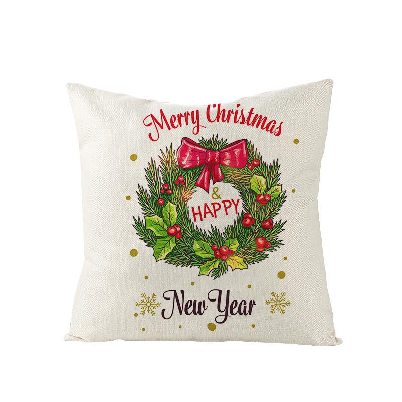 Home Polyester Pillow Cover Cartoon Digital Print Christmas Cushion Cover Living Room Sofa Cushion Cover