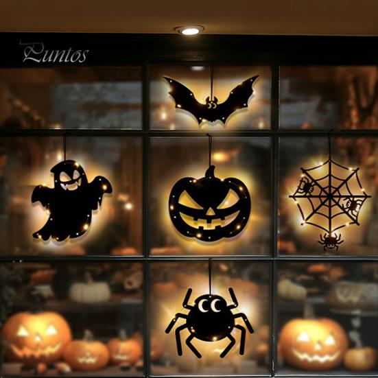 Outdoor Halloween Accessories Pumpkin Hanging Decor, Non-Woven Ghost Ornament with Light String, Spooky Decorations Door Wall Decor for Party