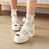 Dámské Dámské Platforma Vysoký Podpatek Sladká Lolita Cosplay Jahodové Lodičky Čtvercová Špička 9cm Dámské Silné Podpatky Mašle Spona Velikost33-43