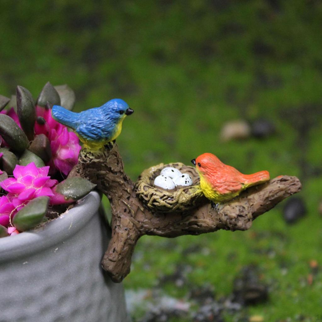Bird Statue with Branch Hanging Ornament, Decoration Animal Sculpture Resin for