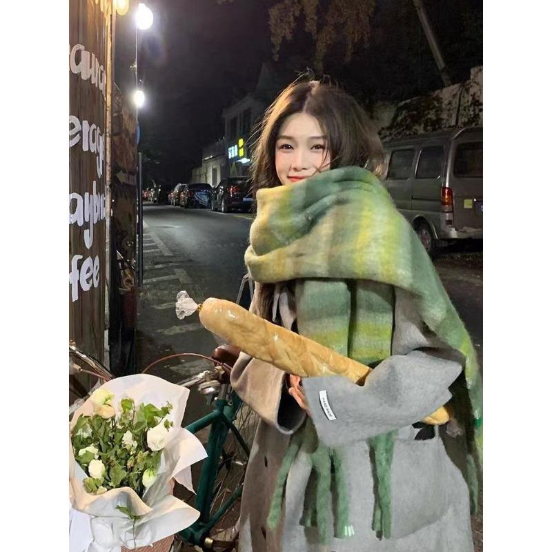 1pc Unisex Winter Warm Scarf Luxury Outdoor Leisure Scarf ThickenWarm Shawl Classic Tassels Fluffy Scarf Solid Color Soft Shawl