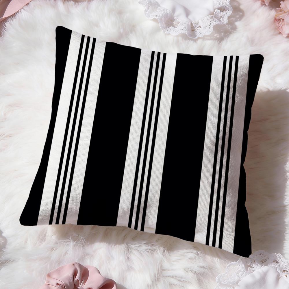 black and white Stripes Cushion Cover Premium Comfort Reversible Pillow Cove Two in One Design for Any Room  Car Interior
