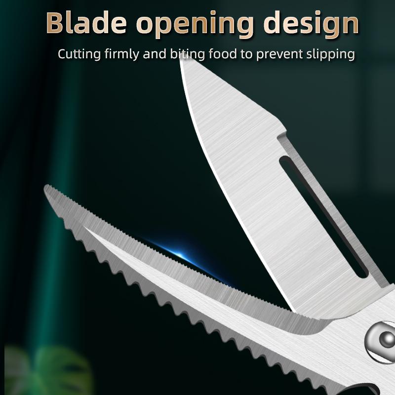 Foarfece ascuțite pentru spărgerea oaselor din oțel inoxidabil Foarfece de bucătărie multifuncționale, automată, cu săritură, foarfece puternice pentru oase de pui