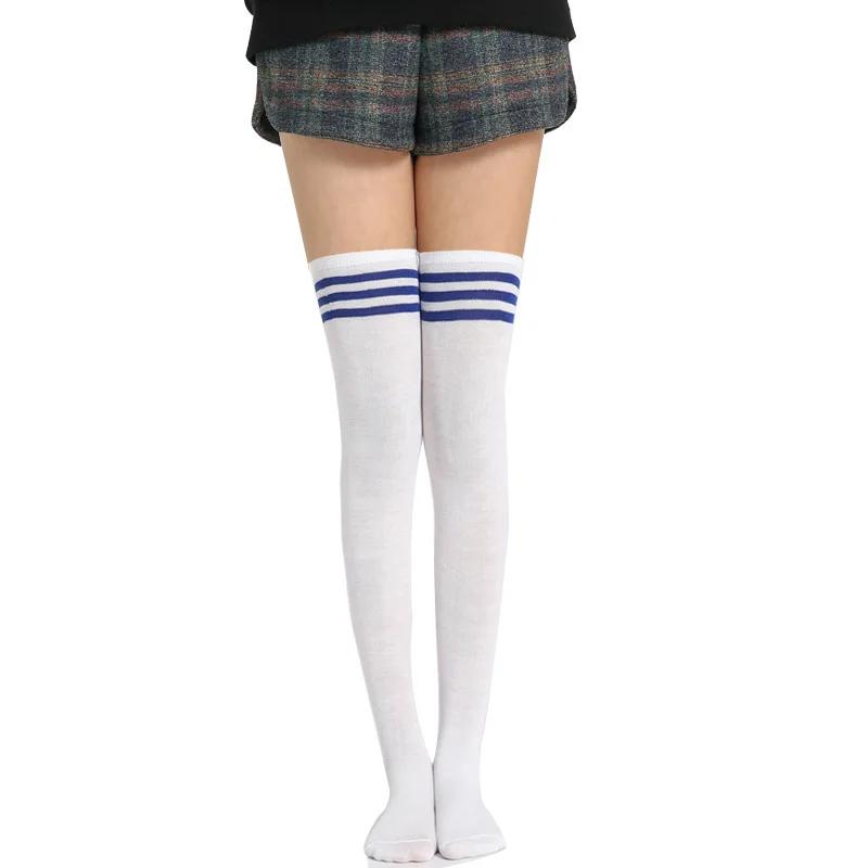 Gothic Lolita Black White Striped Over Knee  Thigh Highs Long Socks Lovely Japanese Girls Cosplay Stockings for Women