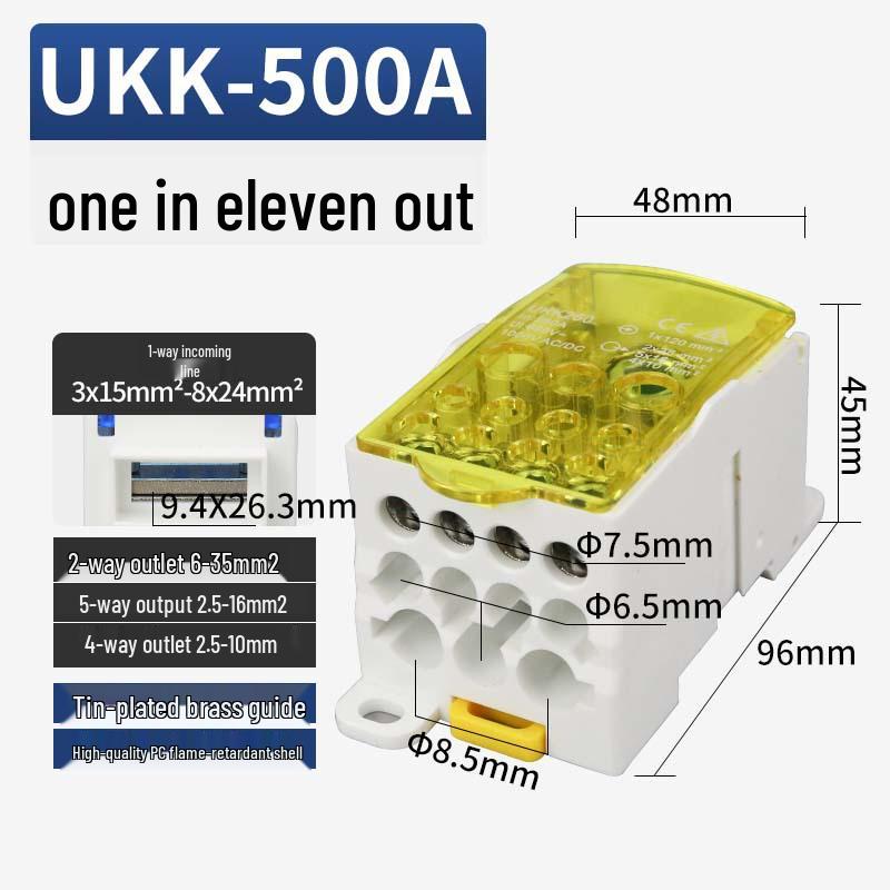 UKK Hochstrom-Anschlusskasten: Einpolige Schiene, Mehrfachausgangsverdrahtung