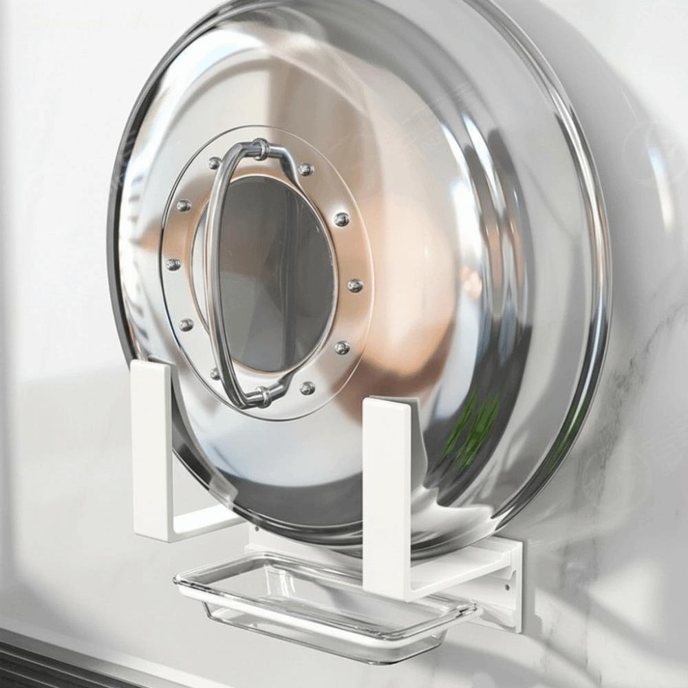 No-Drill Pot Lid Rack Wall Mounted Kitchen Storage Rack Pot Cover Organizer  Balcony Storage