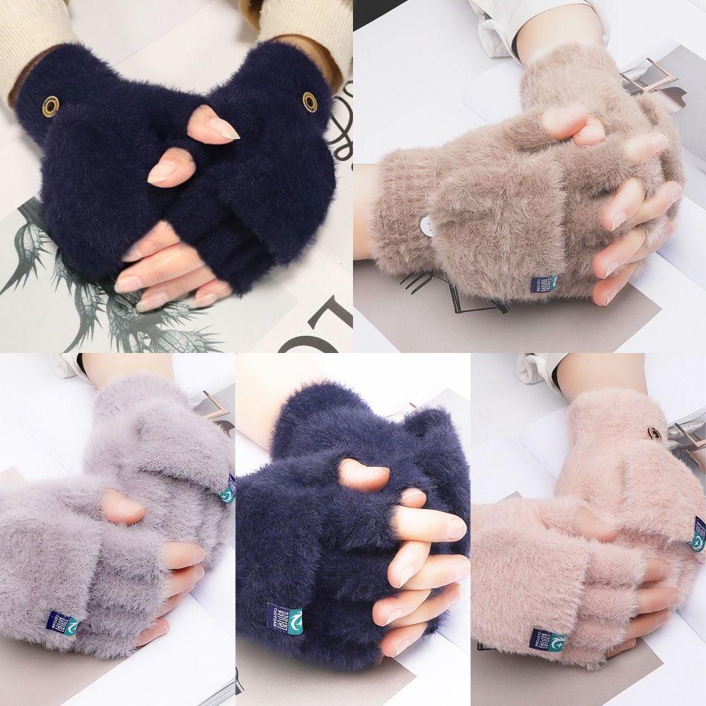 Plush Winter Gloves Screen Touchable Hand Warmer Fashion Glove Bracers  For Woman Girls