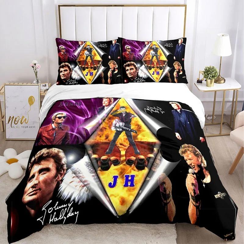 Bettbezug Rock Johnny Hallyday Kissenbezug Bettwäscheset Junge Mädchen Schlafzimmerdekoration Kindergeschenk Einzel Doppel Große Größe